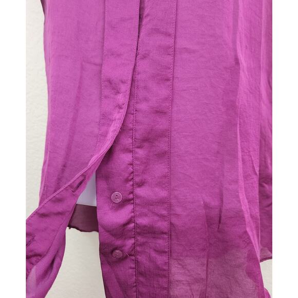 Coldwater Creek Purple Hidden Button Sleeveless Top XS Lightweight Pleated Soft - Picture 2 of 5